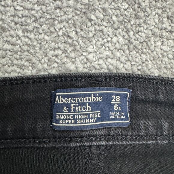 Abercrombie & Fitch Simone High Rise Super Skinny Denim Jeans Womens 28/6s Black - Picture 8 of 16